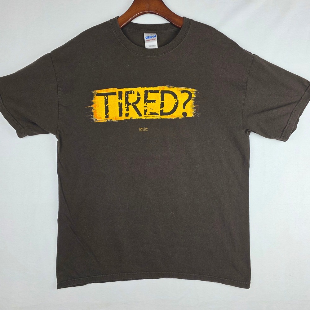 Kerusso Mens Tired Matthew 11:28 Christian Cross Graphic T-Shirt Brown Large